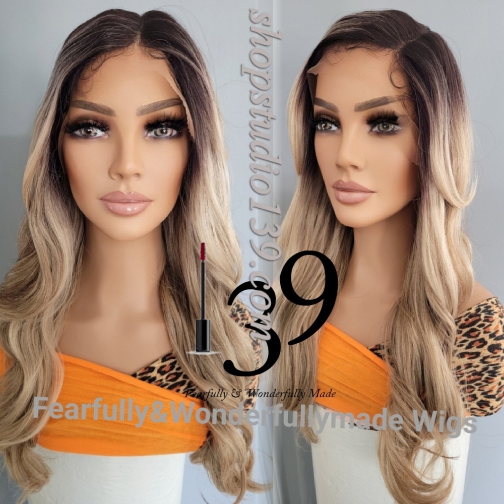 Human hair baylage HD lace front wig with shifting part middle or side